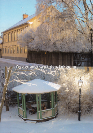 Vykort med bild på Westerlundska gården på vintern